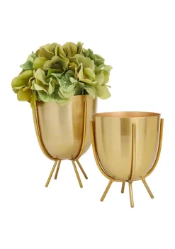 Outlet 🎁 Contemporary Metal Planter - Set of 2 by Monroe Lane 👏 -Monroe Lane Sales Belk 17564