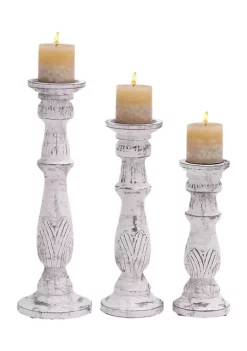 Promo 🔔 Traditional Mango Wood Candle Holder - Set of 3 by Monroe Lane 🎁 -Monroe Lane Sales Belk 17590