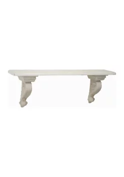 Cheapest 🔔 39.5 in x 13 in Large Beige and White Floating Wall Shelf with Decorative Scrollwork by Monroe Lane 😉
