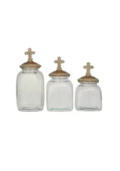 New ✔️ Traditional Glass Decorative Jars - Set of 3 by Monroe Lane 👍