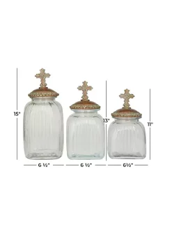 New ✔️ Traditional Glass Decorative Jars - Set of 3 by Monroe Lane 👍 -Monroe Lane Sales Belk 17686