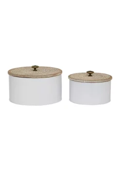 Best Sale 🎁 Coastal Metal Decorative Jars - Set of 2 by Monroe Lane 👍