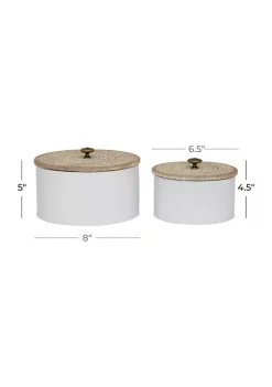 Best Sale 🎁 Coastal Metal Decorative Jars - Set of 2 by Monroe Lane 👍 -Monroe Lane Sales Belk 17864