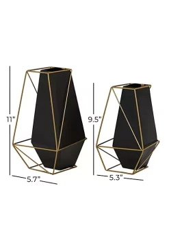 Best Sale 👍 Contemporary Metal Vase - Set of 2 by Monroe Lane ❤️ -Monroe Lane Sales Belk 17902