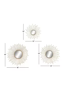 Best reviews of ❤️ Glam Metal Wall Mirror - Set of 3 by Monroe Lane 😍 -Monroe Lane Sales Belk 17969