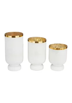 Coupon 😍 Glam Glass Hurricane Lamp - Set of 3 by Monroe Lane 🤩 -Monroe Lane Sales Belk 18222
