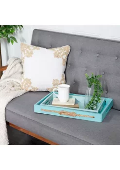 Deals 🔔 Coastal Wood Tray - Set of 2 by Monroe Lane 💯 -Monroe Lane Sales Belk 18295