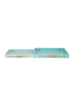 Deals 🔔 Coastal Wood Tray - Set of 2 by Monroe Lane 💯 -Monroe Lane Sales Belk 18300