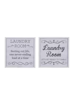 Best deal 🤩 Set of 2 15 in x 15 in Small Square Black and White Laundry Wood Wall Décor Signs by Monroe Lane 🔥