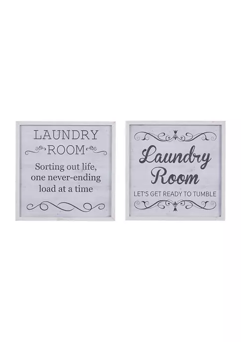 Best deal 🤩 Set of 2 15 in x 15 in Small Square Black and White Laundry Wood Wall Décor Signs by Monroe Lane 🔥 1 Best deal 🤩 Set of 2 15 in x 15 in Small Square Black and White Laundry Wood Wall Décor Signs by Monroe Lane 🔥