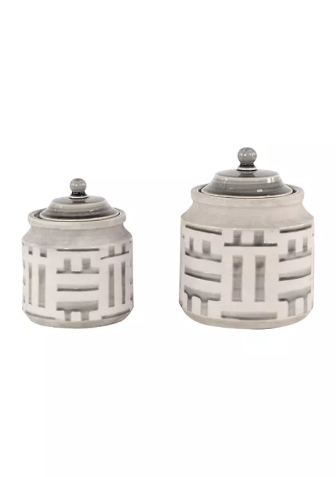 Buy 🎉 Country Ceramic Decorative Jars - Set of 2 by Monroe Lane 👏 6 Buy 🎉 Country Ceramic Decorative Jars - Set of 2 by Monroe Lane 👏 - Image 6