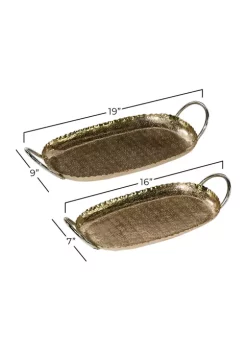 Top 10 ✔️ Contemporary Metal Tray - Set of 2 by Monroe Lane 🧨 -Monroe Lane Sales Belk 18505