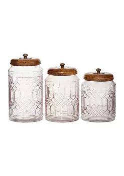 Best Pirce ✨ Farmhouse Glass Decorative Jars - Set of 3 by Monroe Lane 🔥