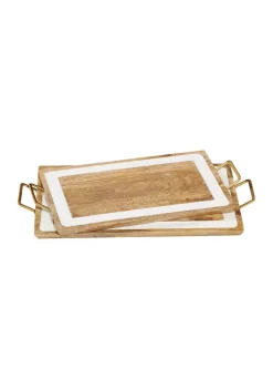 Promo 🔔 Modern Wood Tray - Set of 2 by Monroe Lane 🎁