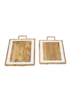 Promo 🔔 Modern Wood Tray - Set of 2 by Monroe Lane 🎁 -Monroe Lane Sales Belk 18599