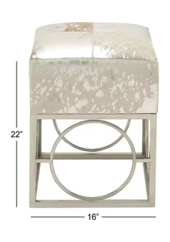 Budget ⭐ Contemporary Leather Stool by Monroe Lane 🔥 -Monroe Lane Sales Belk 18669