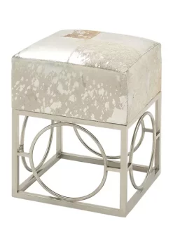 Budget ⭐ Contemporary Leather Stool by Monroe Lane 🔥 -Monroe Lane Sales Belk 18670