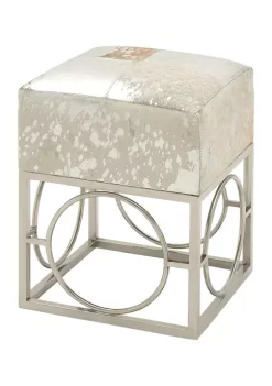 Budget ⭐ Contemporary Leather Stool by Monroe Lane 🔥 -Monroe Lane Sales Belk 18671