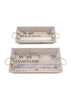 Best deal π Coastal Wood Tray - Set of 2 by Monroe Lane π