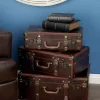 Cheapest 👏 Vintage Leather Trunk - Set of 3 by Monroe Lane 🧨