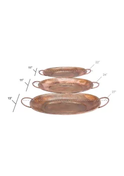Best Pirce 🥰 Rustic Metal Tray - Set of 3 by Monroe Lane 🔥 -Monroe Lane Sales Belk 18706
