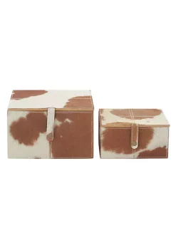 Hot Sale 🎉 Eclectic Leather Box - Set of 2 by Monroe Lane 🥰 -Monroe Lane Sales Belk 1900