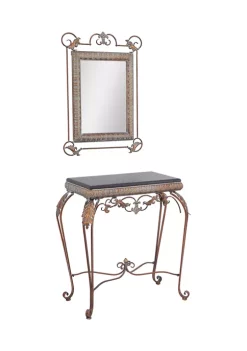 Promo 🎉 Traditional Metal Console Table with Mirror - Set of 2 by Monroe Lane 🔔 -Monroe Lane Sales Belk 19119