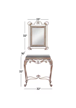 Promo 🎉 Traditional Metal Console Table with Mirror - Set of 2 by Monroe Lane 🔔 -Monroe Lane Sales Belk 19120