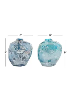 New 🔥 Contemporary Glass Vase - Set of 2 by Monroe Lane ❤️ -Monroe Lane Sales Belk 19151