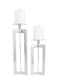 Deals 🧨 Contemporary Aluminum Candle Holder - Set of 2 by Monroe Lane 😀