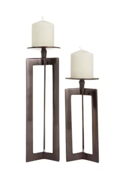 Deals 🧨 Contemporary Aluminum Candle Holder - Set of 2 by Monroe Lane 😀 -Monroe Lane Sales Belk 19181