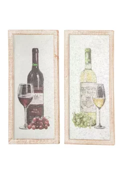 Brand new ⭐ Vintage Wine Bottle with Glass and Grapes in a Whitewashed Wood Frame by Monroe Lane 😍