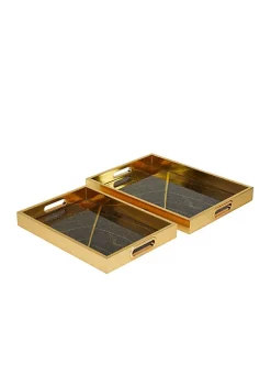 Outlet 🎉 Glam Plastic Tray - Set of 2 by Monroe Lane 🥰 -Monroe Lane Sales Belk 19310