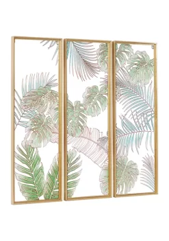 Promo 🧨 Coastal Glass Wall Decor - Set of 3 by Monroe Lane 👏 -Monroe Lane Sales Belk 19379