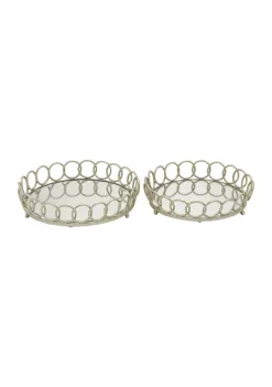 Best Sale ⭐ Glam Metal Tray - Set of 2 by Monroe Lane ✔️