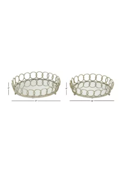 Best Sale ⭐ Glam Metal Tray - Set of 2 by Monroe Lane ✔️ -Monroe Lane Sales Belk 19561