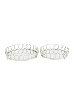 Best Sale ⭐ Glam Metal Tray - Set of 2 by Monroe Lane ✔️ -Monroe Lane Sales Belk 19562
