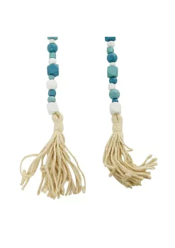Buy 🤩 Bohemian Wood Garland with Tassel by Monroe Lane 🧨 -Monroe Lane Sales Belk 19577