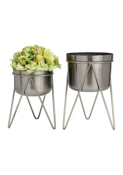 New 🔔 Modern Metal Planter - Set of 2 by Monroe Lane 🤩