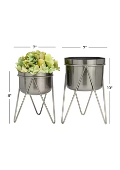 New 🔔 Modern Metal Planter - Set of 2 by Monroe Lane 🤩 -Monroe Lane Sales Belk 19588