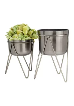 New 🔔 Modern Metal Planter - Set of 2 by Monroe Lane 🤩 -Monroe Lane Sales Belk 19590