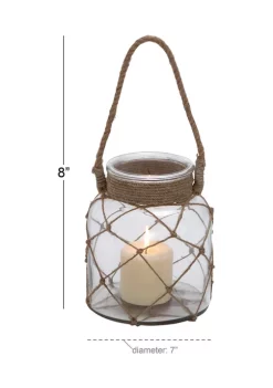 Best Pirce 🎁 Coastal Glass Lantern by Monroe Lane 🔔 -Monroe Lane Sales Belk 19797