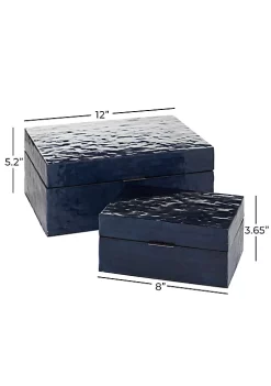 Outlet 👍 Coastal 👩 Mother of Pearl Box - Set of 2 by Monroe Lane 🎉 -Monroe Lane Sales Belk 1980