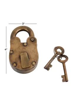 Discount 🎁 Vintage Brass Lock And Key by Monroe Lane ⭐ -Monroe Lane Sales Belk 19865