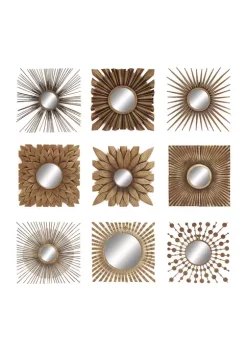 New π Rustic Metal Wall Mirror - Set of 9 by Monroe Lane π