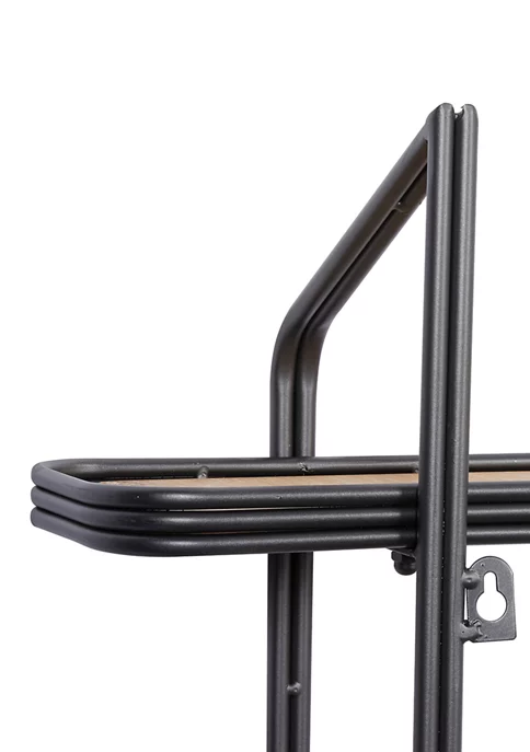 Hot Sale 🧨 32 in x 33.5 in Large Rectangular Silver Metal and Wood 3 Tier Wall Shelf by Monroe Lane ❤️ 2 Hot Sale 🧨 32 in x 33.5 in Large Rectangular Silver Metal and Wood 3 Tier Wall Shelf by Monroe Lane ❤️ - Image 2