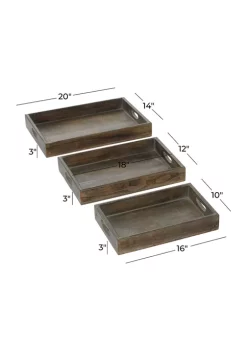 Best Pirce 👏 Farmhouse Wood Tray - Set of 3 by Monroe Lane ✨ -Monroe Lane Sales Belk 20244