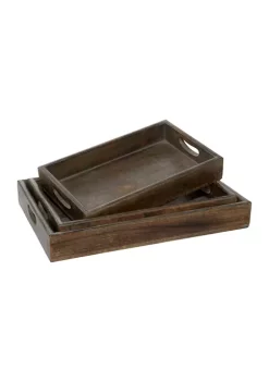 Best Pirce 👏 Farmhouse Wood Tray - Set of 3 by Monroe Lane ✨ -Monroe Lane Sales Belk 20246