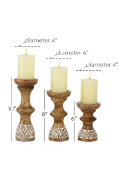 Best Sale 🎉 Country Cottage Wood Candle Holder - Set of 3 by Monroe Lane 😀 -Monroe Lane Sales Belk 20327