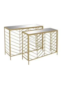 Best deal ⭐ Contemporary Metal Console Table - Set of 2 by Monroe Lane 🤩 -Monroe Lane Sales Belk 20358